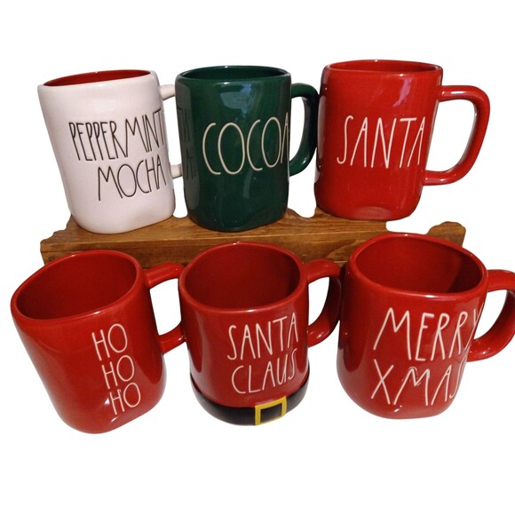 Rae Dunn CHRISTMAS Peppermint Mocha Ho Ho Ho Santa Mugs - Picture 4 of 7